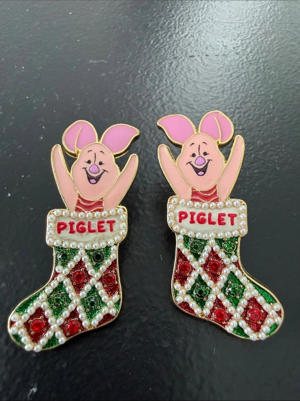 NEW Disney BaubleBar Piglet Christmas Stocking Stud Earrings